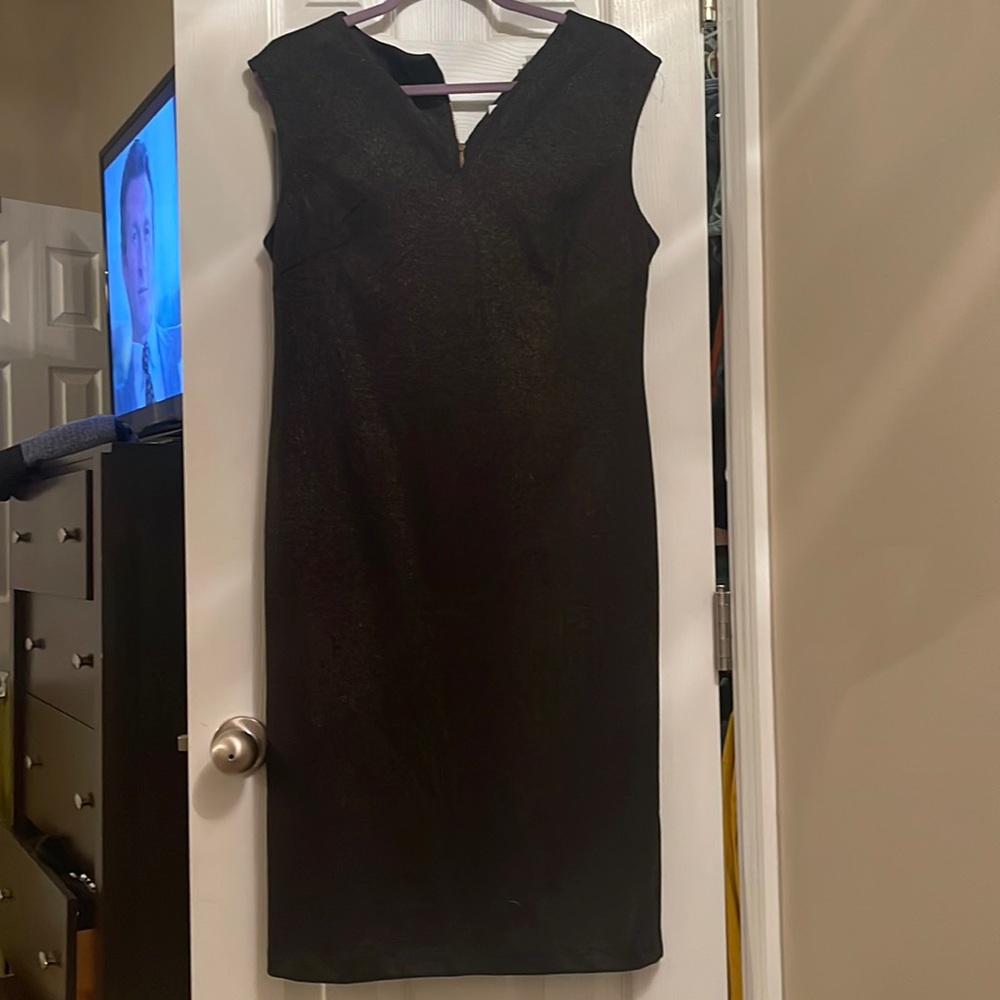 Office professional dress , black with gold specs , cap sleeved ,